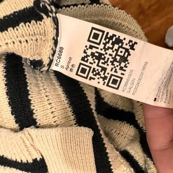 Apricot Women's Tan Black Cardigan Small Minimalist Preppy Short Sleeve Capsule - Picture 6 of 6